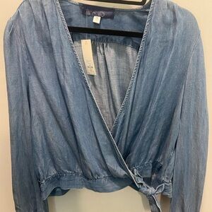 Blue Rain Denim Wrap Blouse